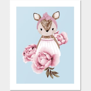 Deer Peony Posters and Art